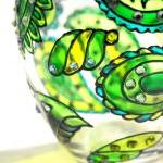 Hand Painted Glass Jar With Lid, Chrysolite,..