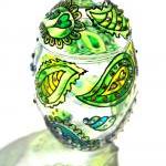 Hand Painted Glass Jar With Lid, Chrysolite,..