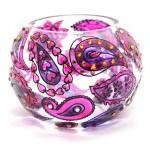 Hand Painted Glass Bowl, Lilac, Paisley