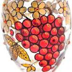 Hand Painted Glass Jar With Lid, Rowan Berries,..